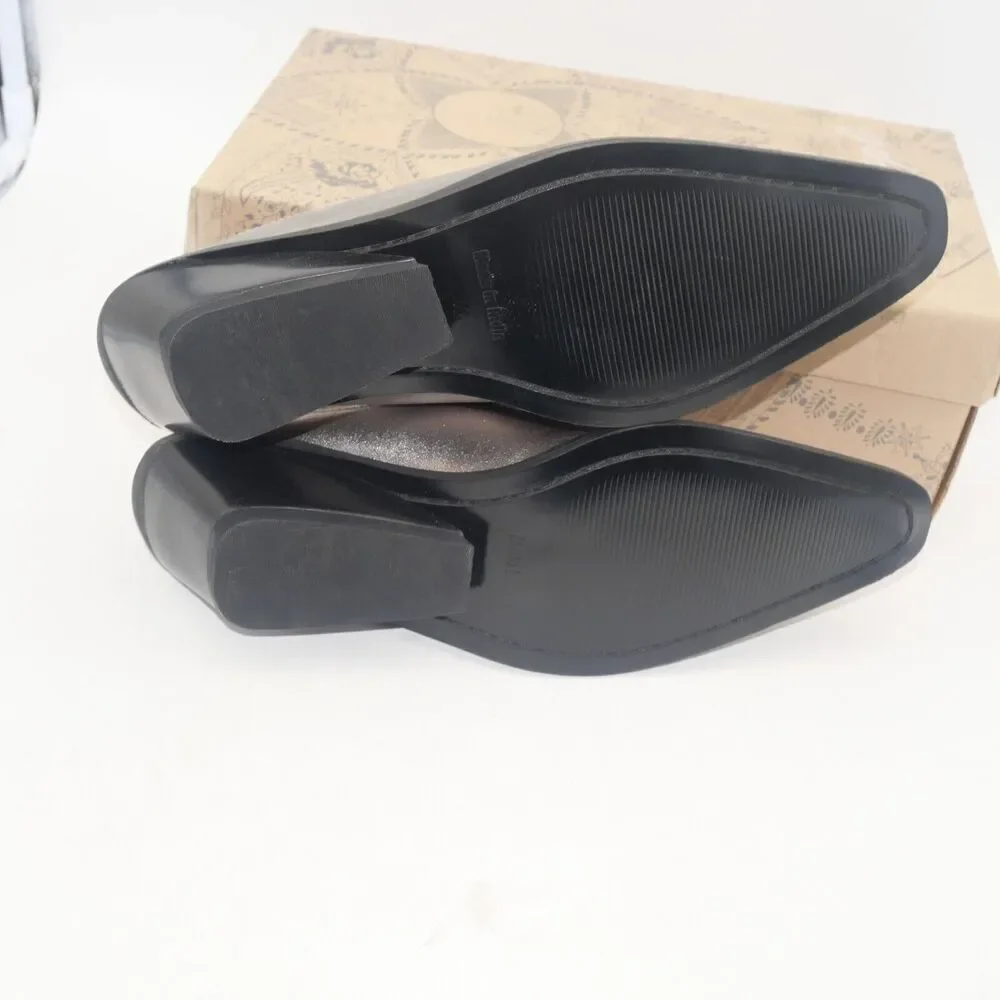 NEW Free People Women's 8.5 Tallulah Mules Shoes Western Wedge Platino Silver